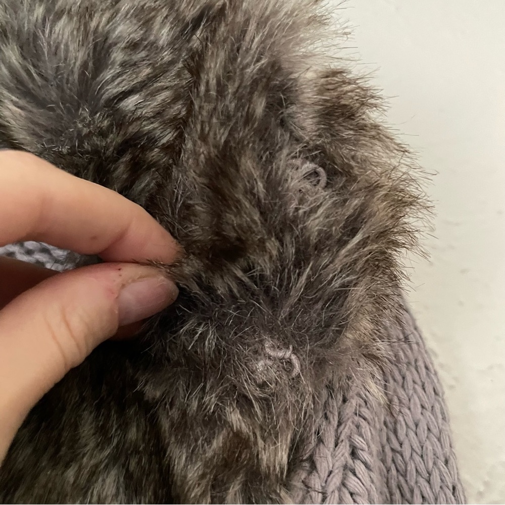 Chunky Grey Zara Knit Open Sweater Cardigan with Faux Vegan Fur - Picture 6 of 8